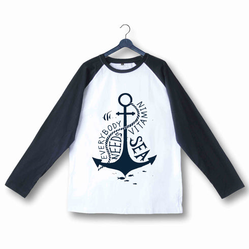 Travel Wanderlust Everybody needs Vitamin Sea Custom Printed Graphic Design Raglan T-Shirt for Women